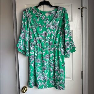 A New Day Green Floral Mini Dress